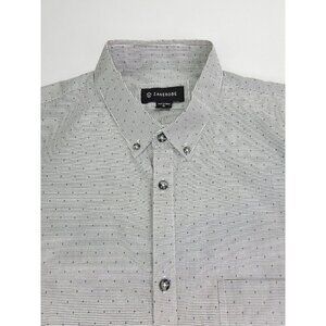 Zanerobe Size XL Mens Gray Black Stripe Polka Dots Logo Tag Button Down Shirt